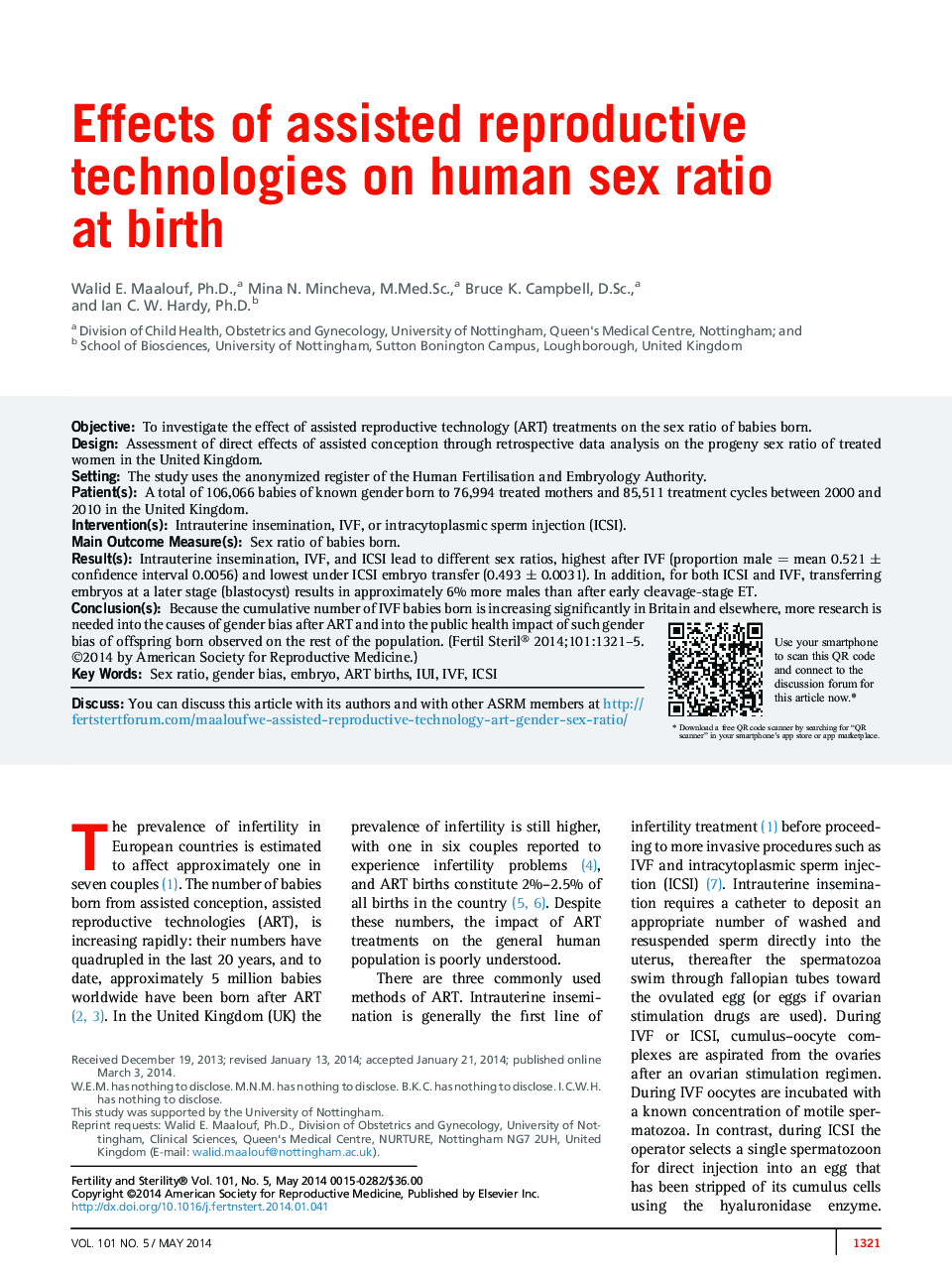 اثرات فن آوری های تولید مثل بر جنس رابطه جنسی در هنگام تولد 