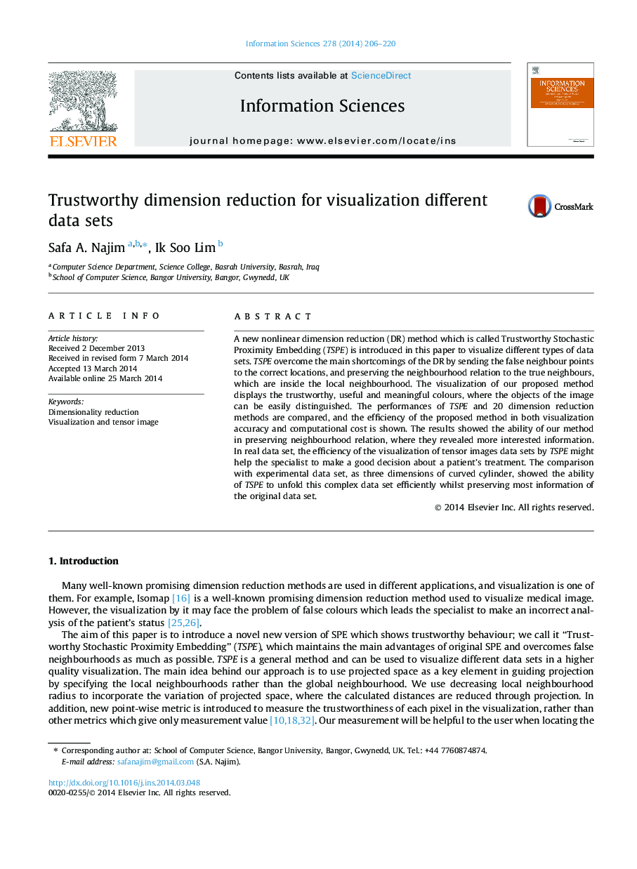 Trustworthy dimension reduction for visualization different data sets