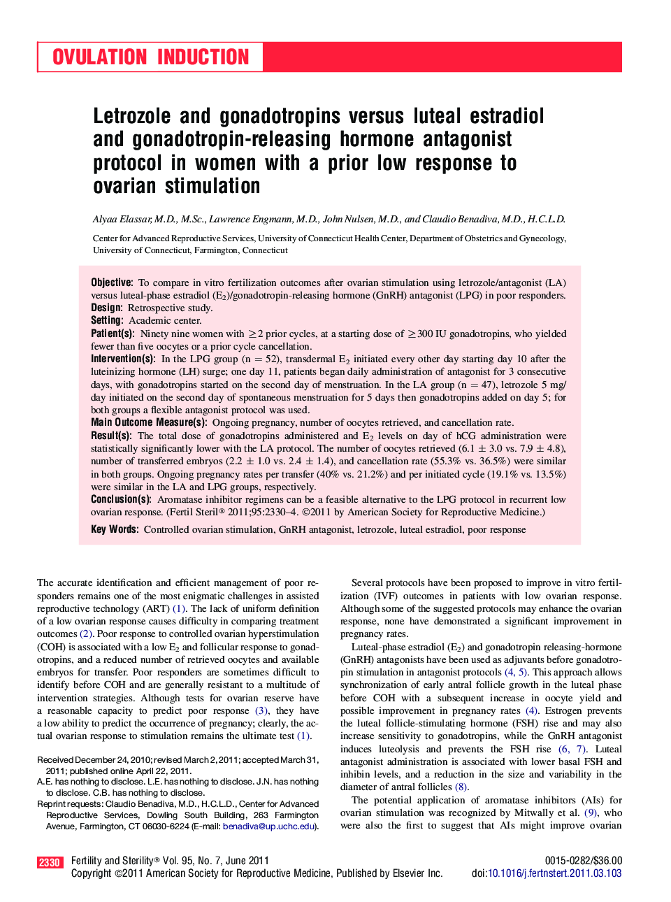 Letrozole and gonadotropins versus luteal estradiol and gonadotropin-releasing hormone antagonist protocol in women with a prior low response to ovarian stimulation 