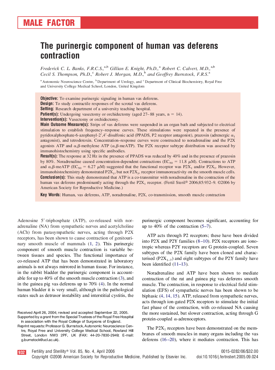 The purinergic component of human vas deferens contraction 