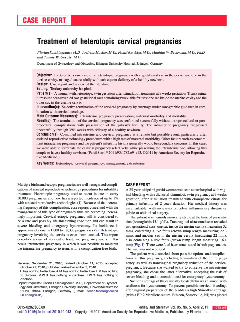 Treatment of heterotopic cervical pregnancies