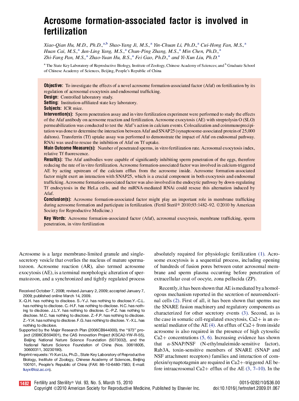 Acrosome formation-associated factor is involved in fertilization 