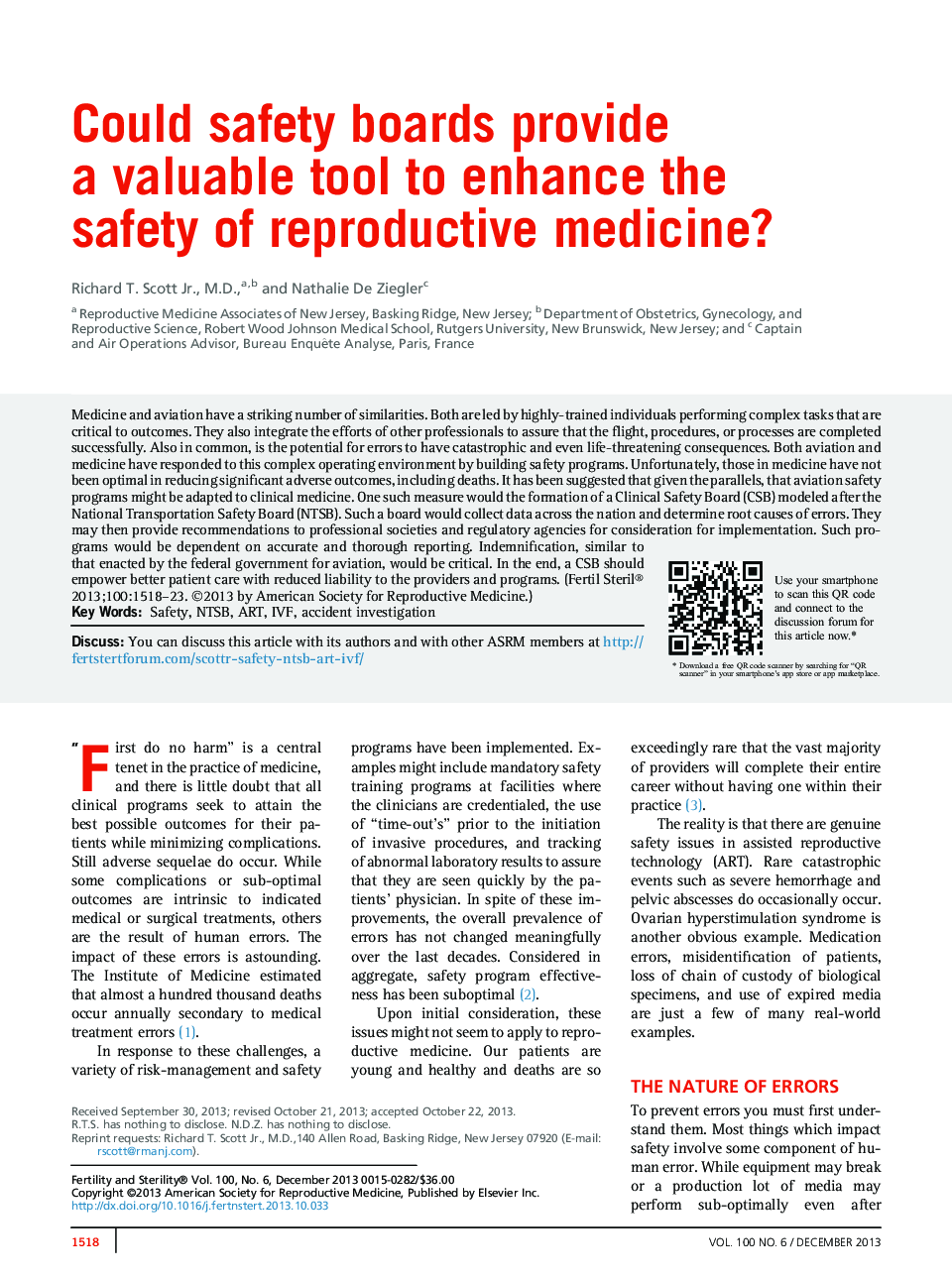 Could safety boards provide a valuable tool to enhance the safety of reproductive medicine? 