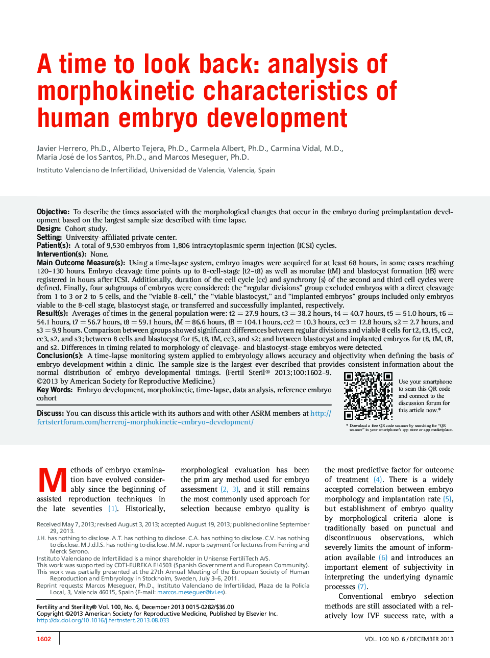 A time to look back: analysis of morphokinetic characteristics of human embryo development