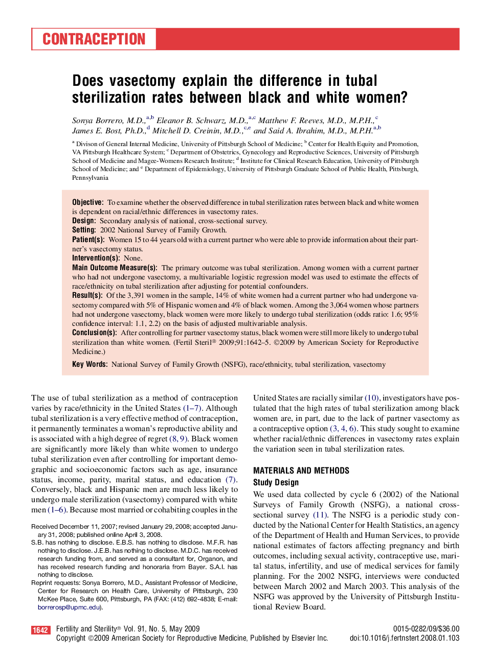 Does vasectomy explain the difference in tubal sterilization rates between black and white women? 