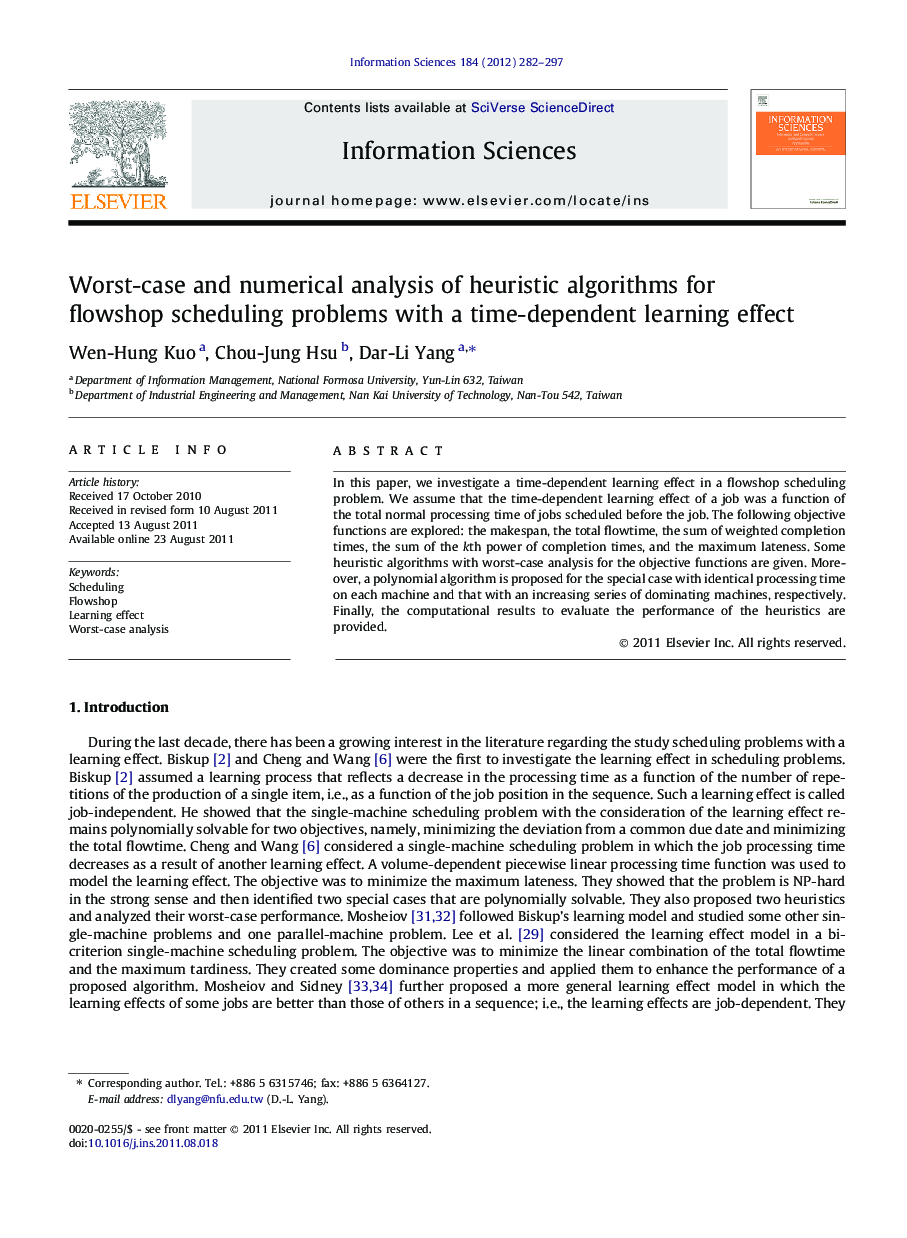 Worst-case and numerical analysis of heuristic algorithms for flowshop scheduling problems with a time-dependent learning effect