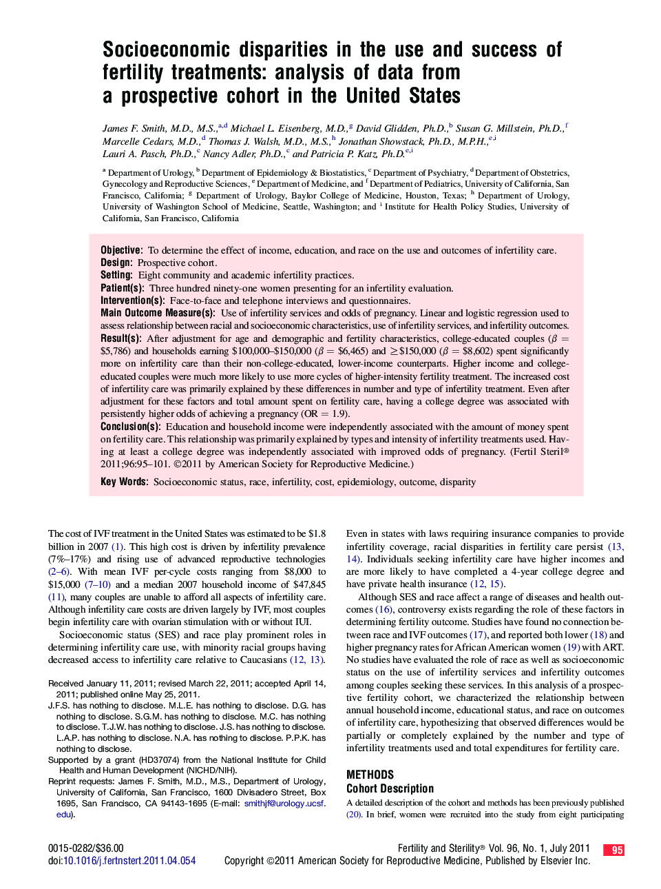 Socioeconomic disparities in the use and success of fertility treatments: analysis of data from a prospective cohort in the United States 