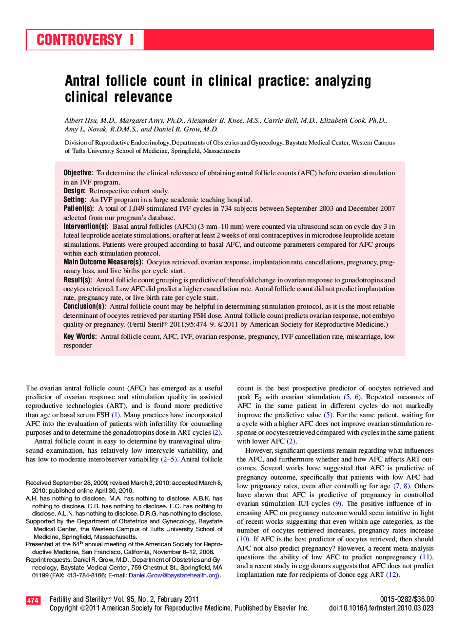 Antral follicle count in clinical practice: analyzing clinical relevance 