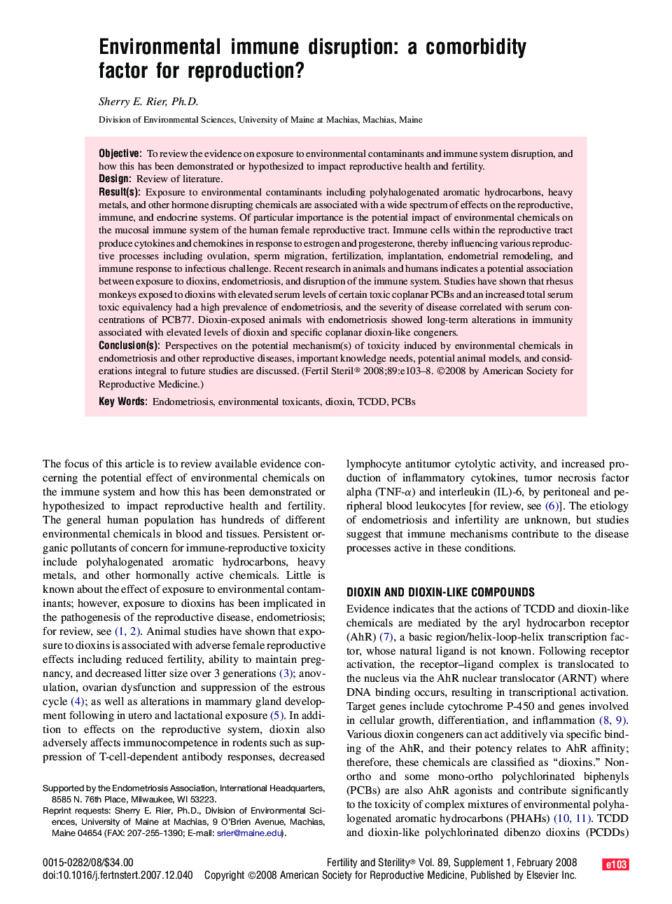 Environmental immune disruption: a comorbidity factor for reproduction? 