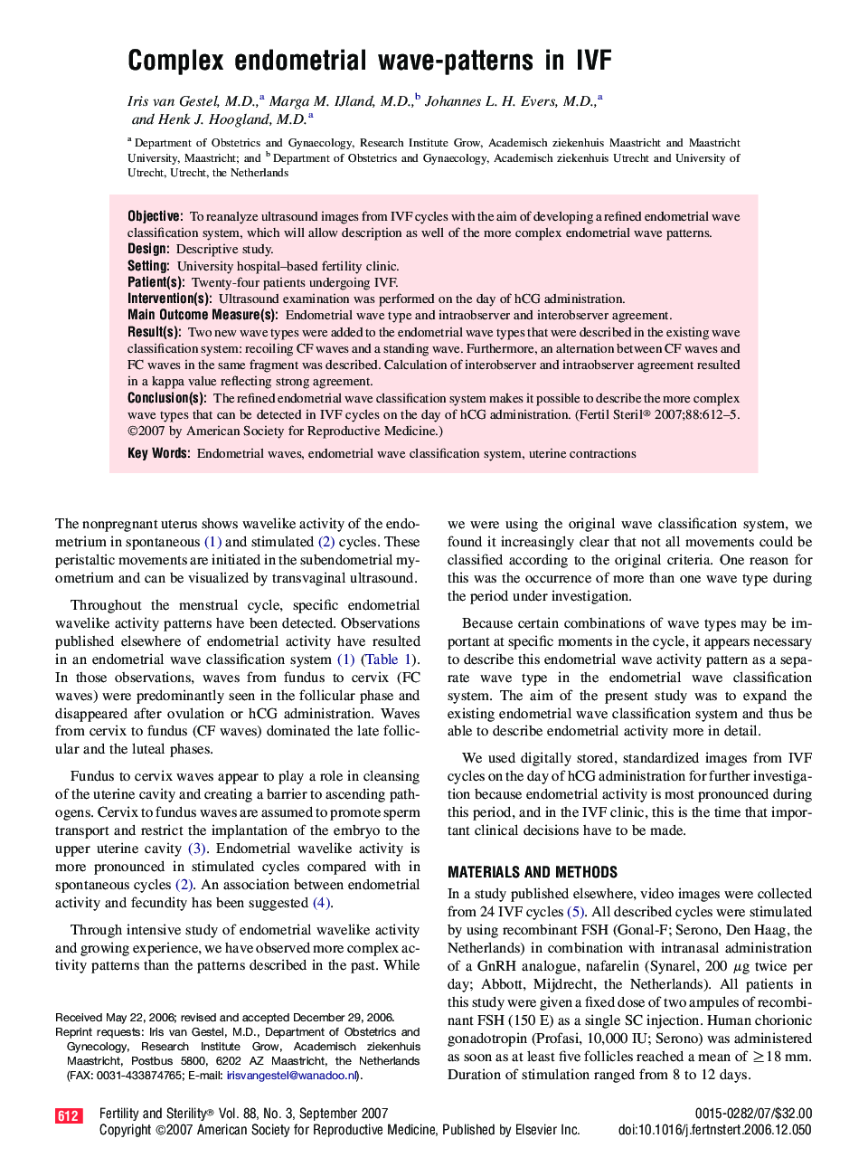 Complex endometrial wave-patterns in IVF