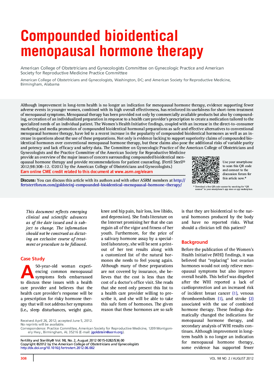 Compounded bioidentical menopausal hormone therapy 