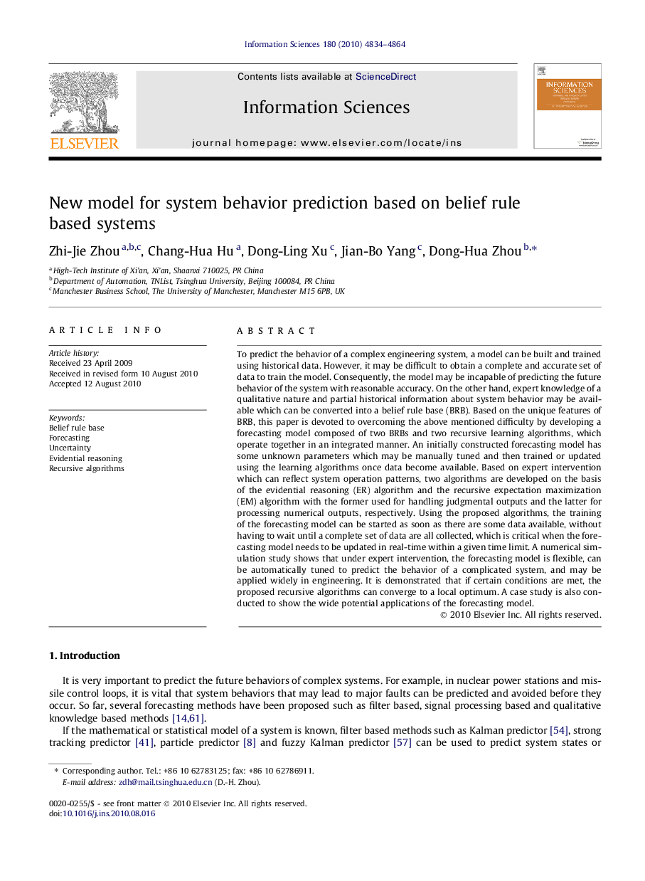 New model for system behavior prediction based on belief rule based systems