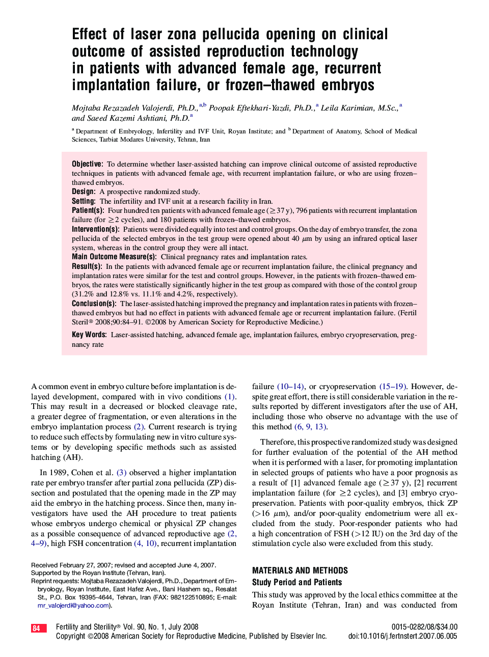 Effect of laser zona pellucida opening on clinical outcome of assisted reproduction technology in patients with advanced female age, recurrent implantation failure, or frozen–thawed embryos 