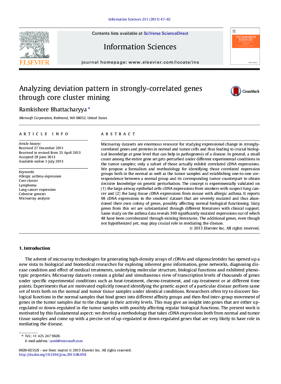 Analyzing deviation pattern in strongly-correlated genes through core cluster mining