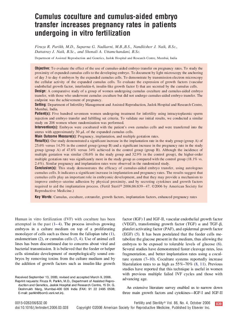 Cumulus coculture and cumulus-aided embryo transfer increases pregnancy rates in patients undergoing in vitro fertilization