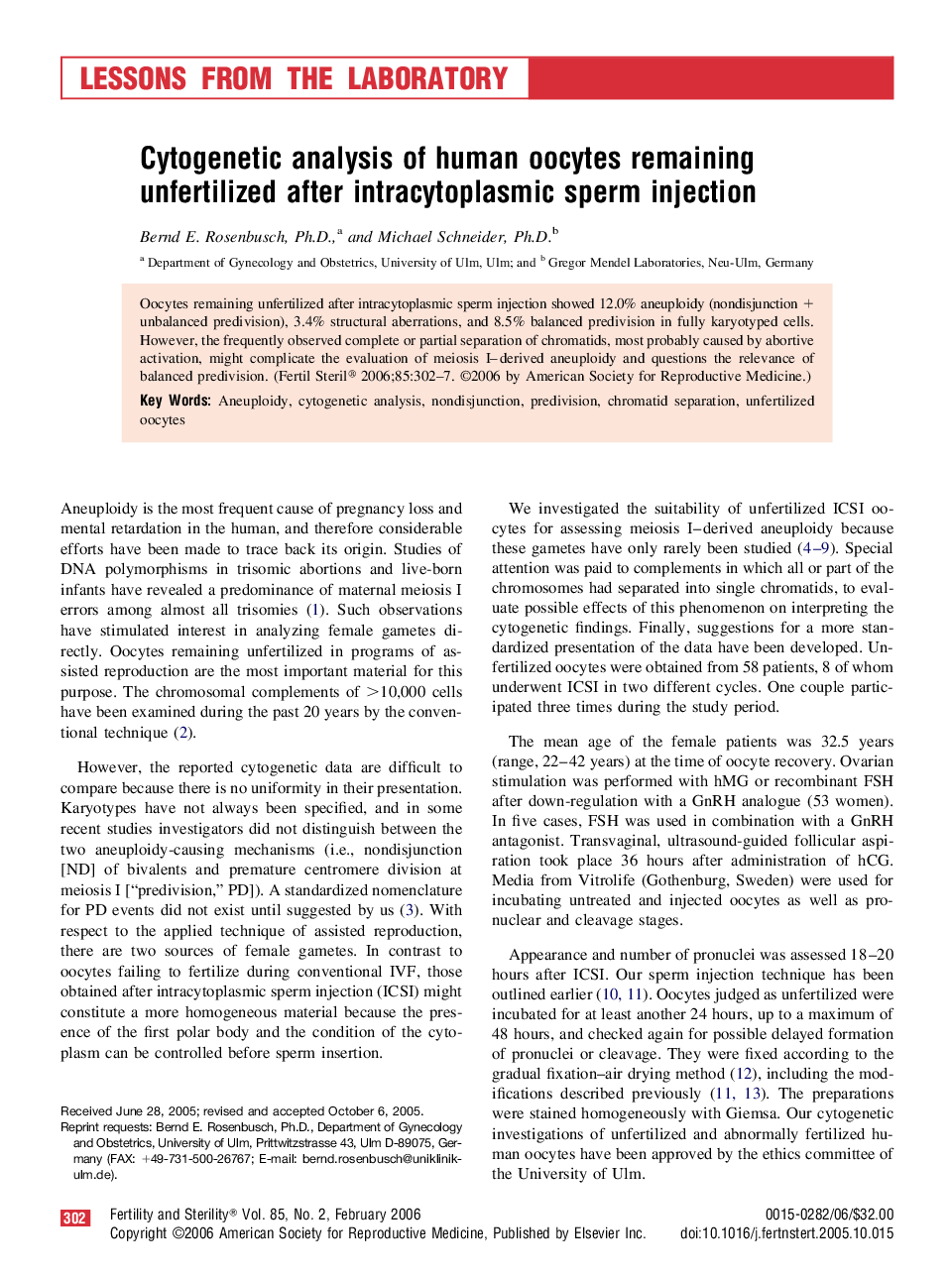 Cytogenetic analysis of human oocytes remaining unfertilized after intracytoplasmic sperm injection