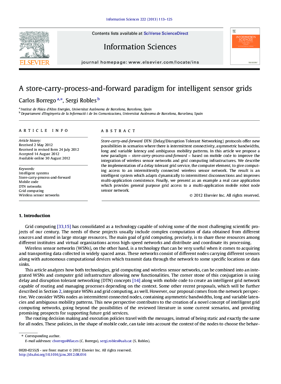 A store-carry-process-and-forward paradigm for intelligent sensor grids