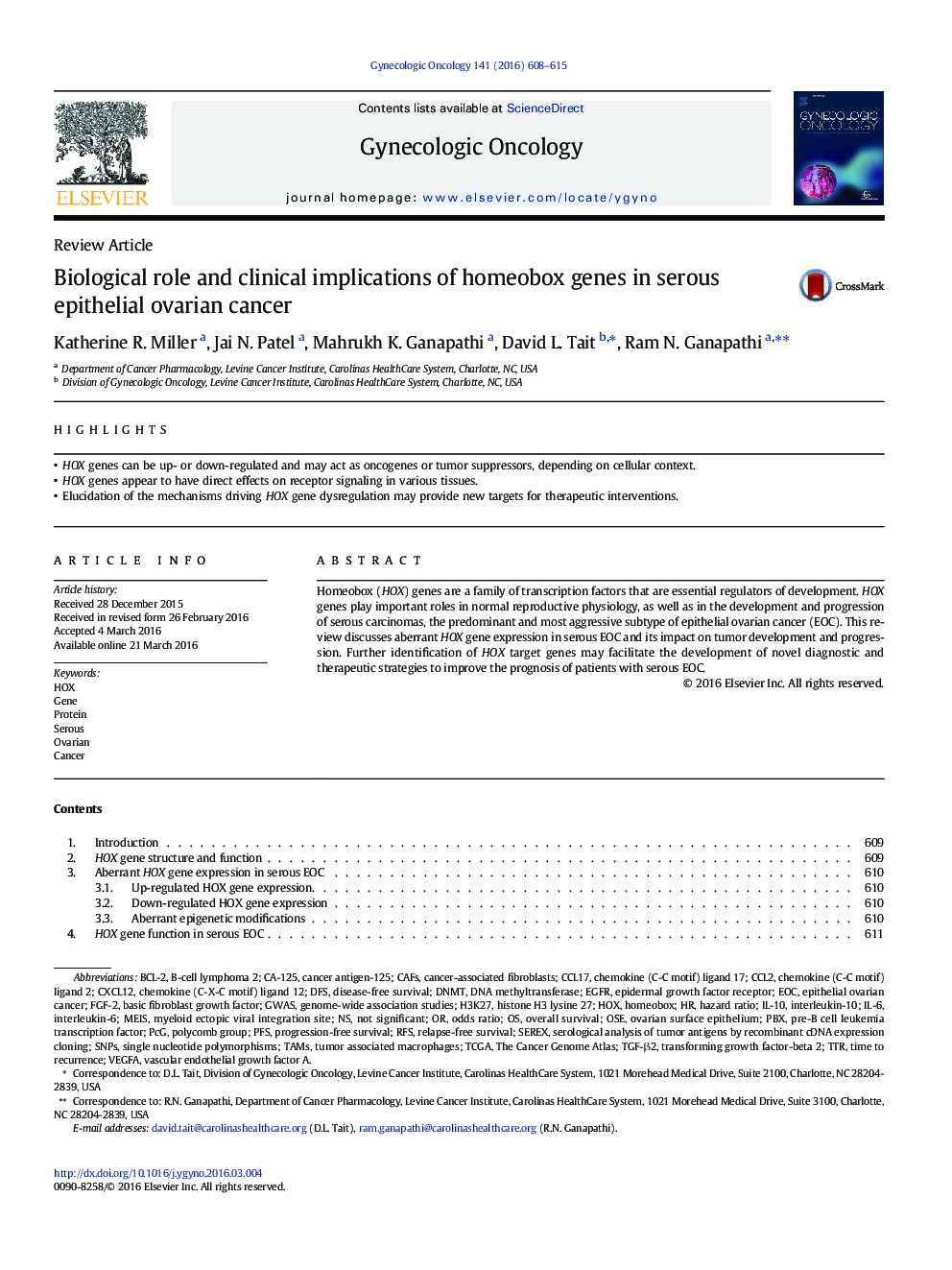 Biological role and clinical implications of homeobox genes in serous epithelial ovarian cancer