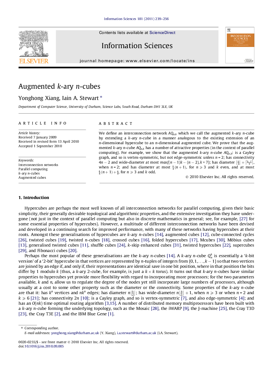 Augmented k-ary n-cubes