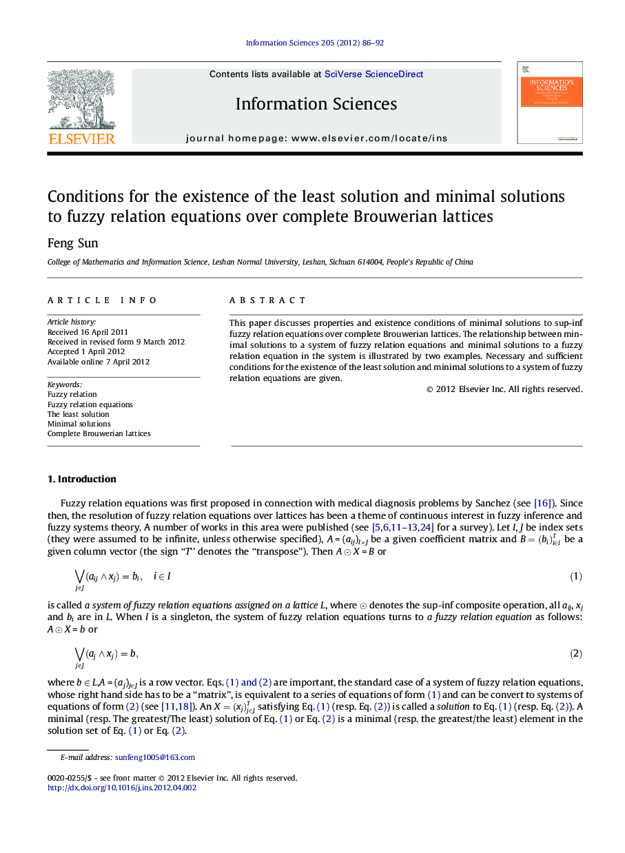 Conditions for the existence of the least solution and minimal solutions to fuzzy relation equations over complete Brouwerian lattices