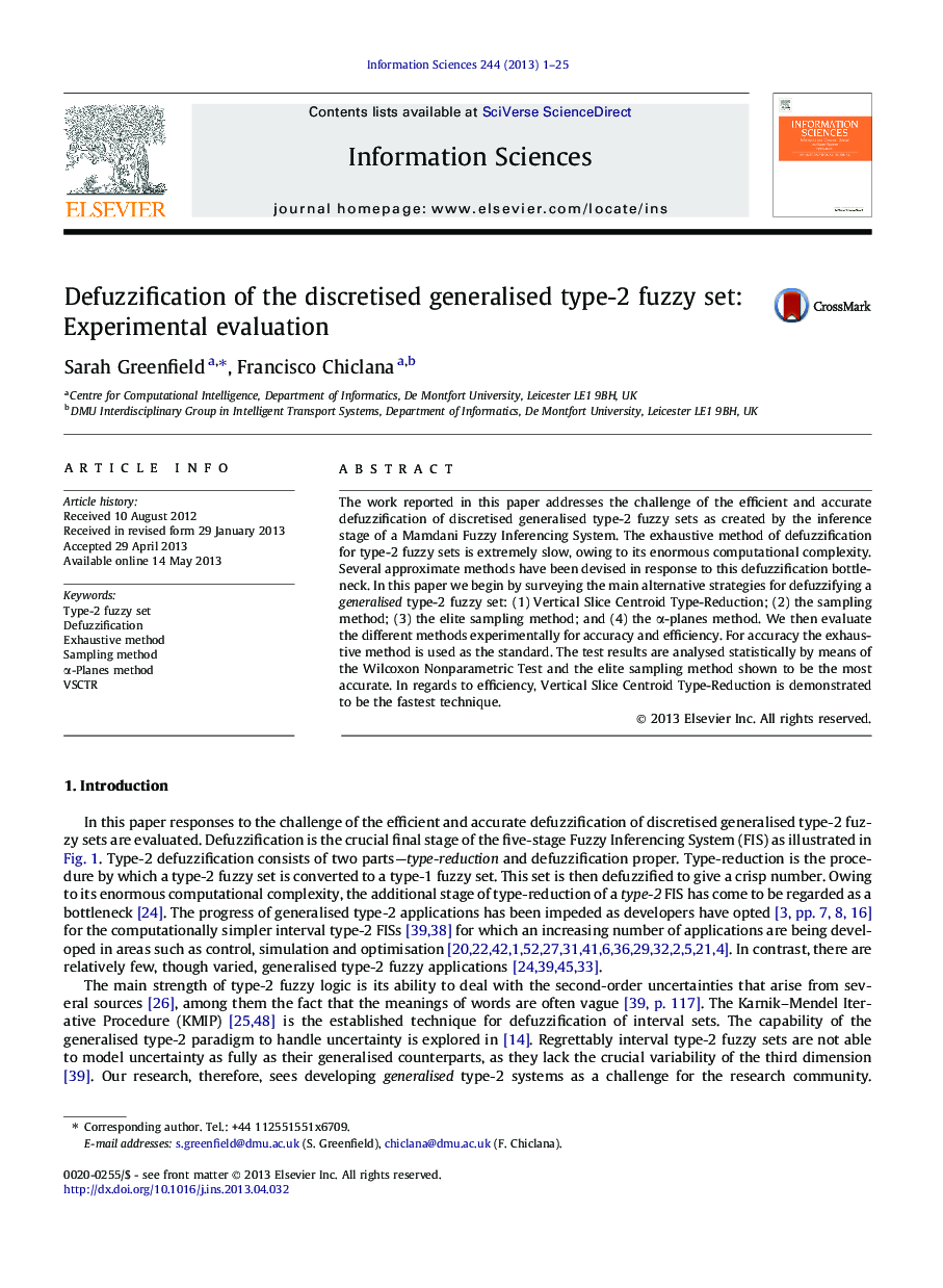 Defuzzification of the discretised generalised type-2 fuzzy set: Experimental evaluation