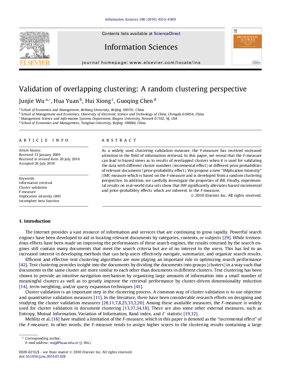 Validation of overlapping clustering: A random clustering perspective