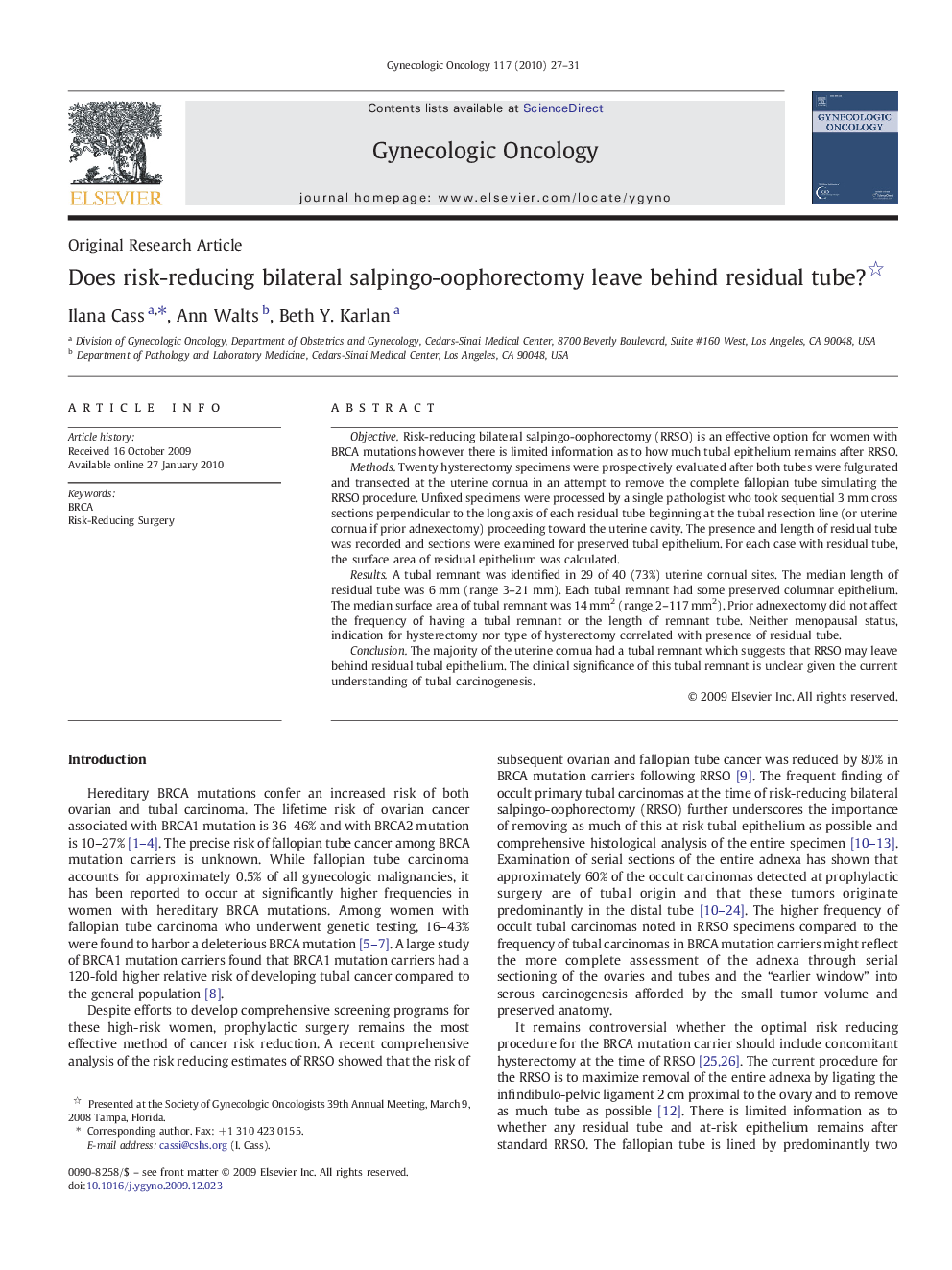 Does risk-reducing bilateral salpingo-oophorectomy leave behind residual tube?