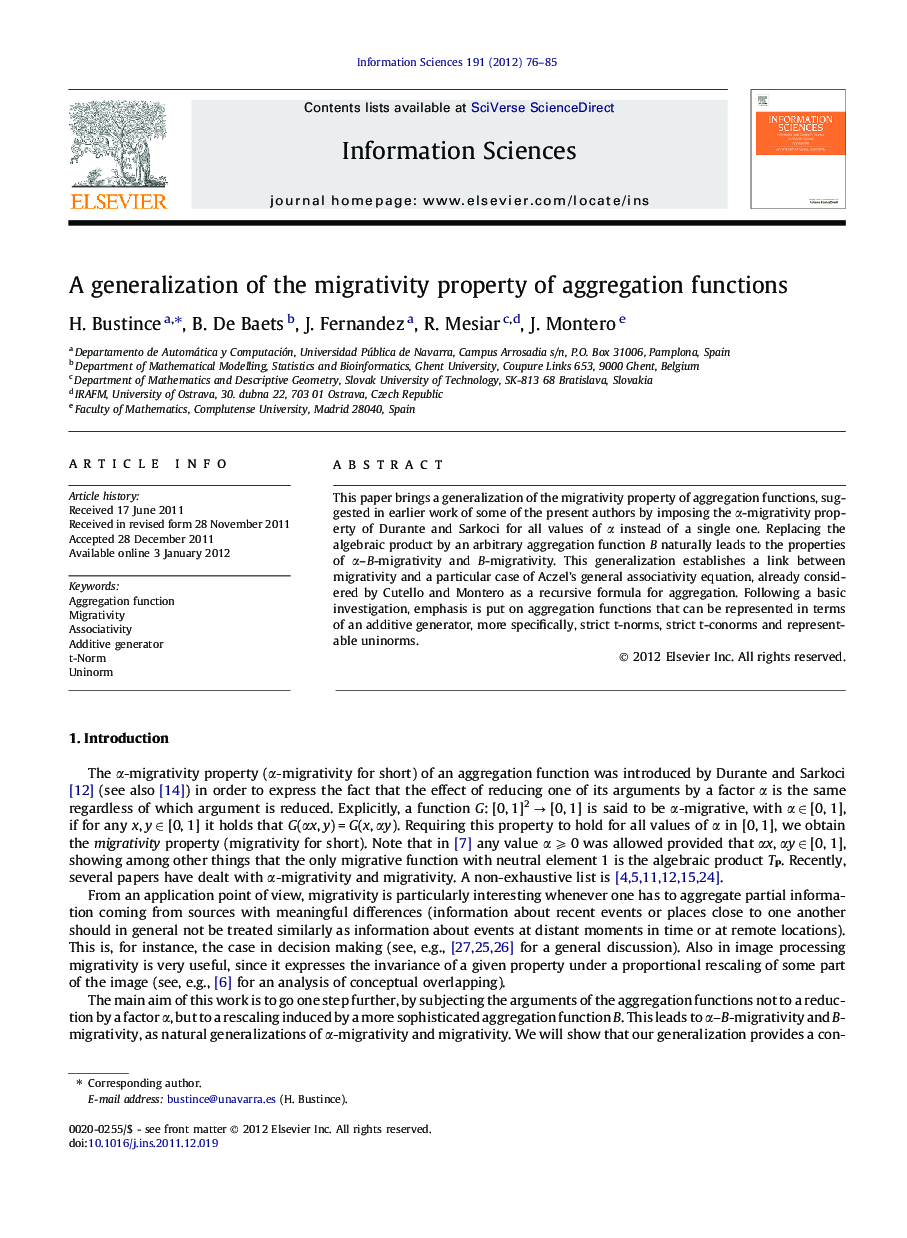 A generalization of the migrativity property of aggregation functions