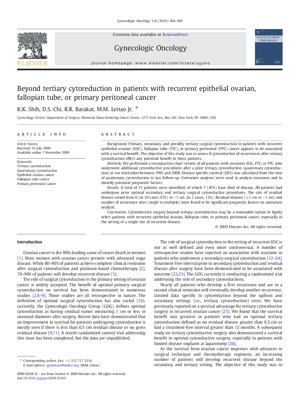 Beyond tertiary cytoreduction in patients with recurrent epithelial ovarian, fallopian tube, or primary peritoneal cancer