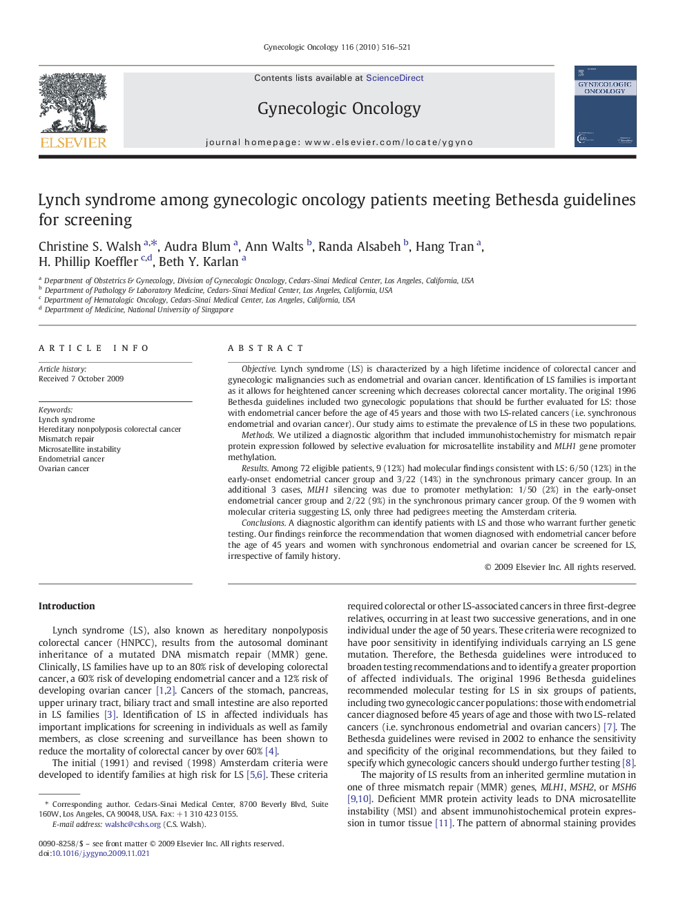 عکس صفحه اول مقاله: Lynch syndrome among gynecologic oncology patients meeting Bethesda guidelines for screening Lynch syndrome among gynecologic oncology patients meeting Bethesda guidelines for screening
