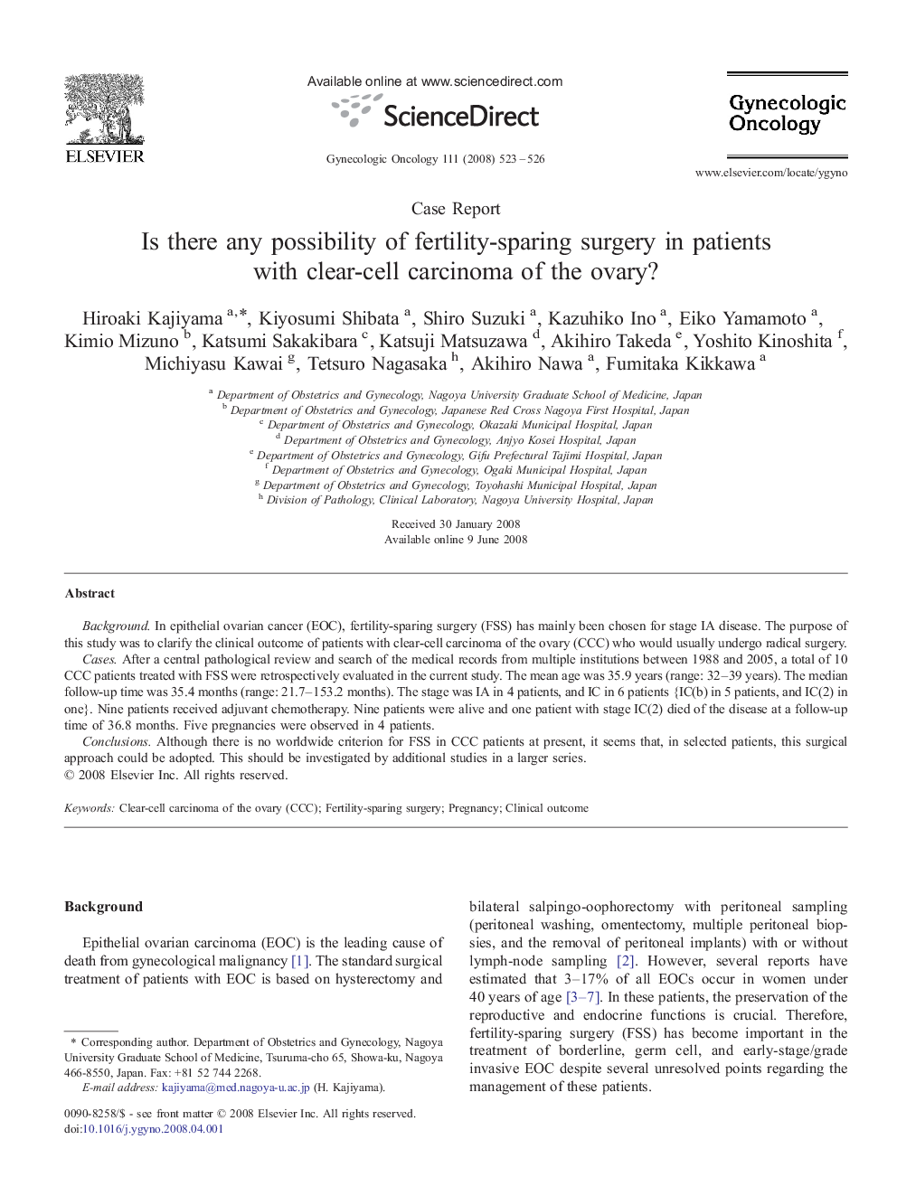 Is there any possibility of fertility-sparing surgery in patients with clear-cell carcinoma of the ovary?