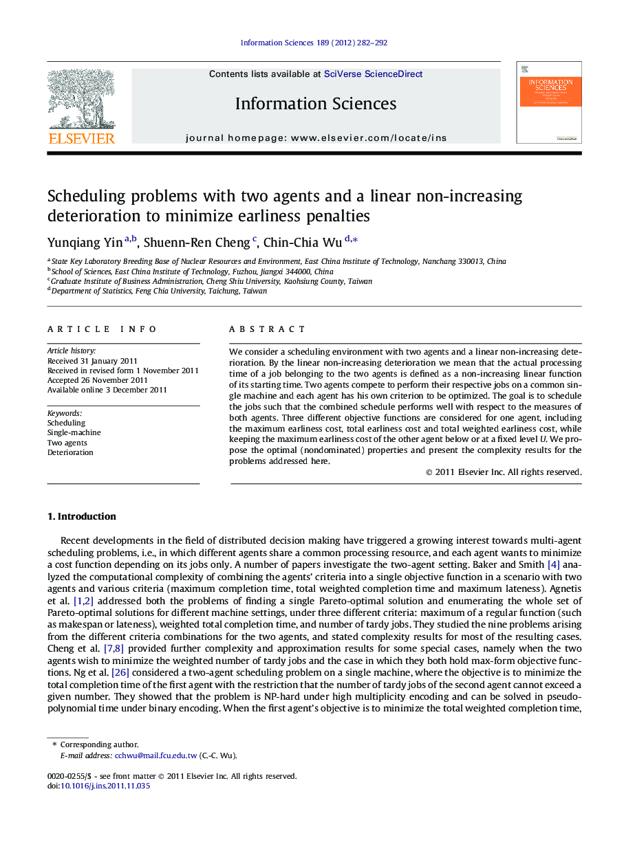 Scheduling problems with two agents and a linear non-increasing deterioration to minimize earliness penalties