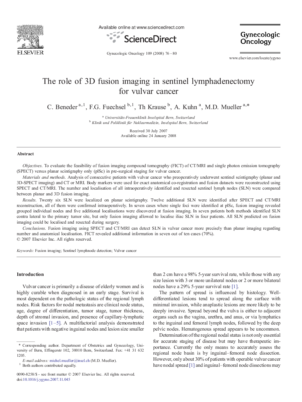 عکس صفحه اول مقاله: The role of 3D fusion imaging in sentinel lymphadenectomy for vulvar cancer The role of 3D fusion imaging in sentinel lymphadenectomy for vulvar cancer
