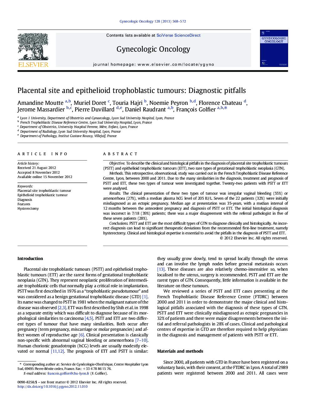 Placental site and epithelioid trophoblastic tumours: Diagnostic pitfalls