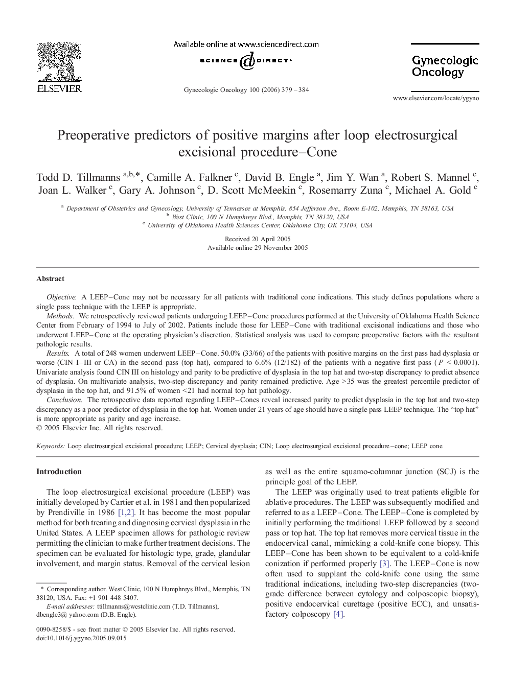 Preoperative predictors of positive margins after loop electrosurgical excisional procedure–Cone