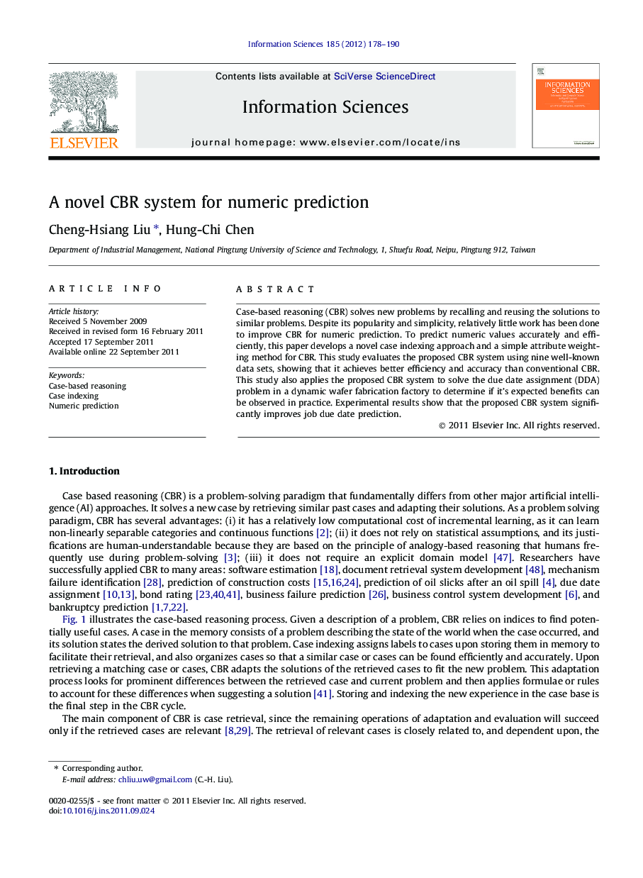 A novel CBR system for numeric prediction