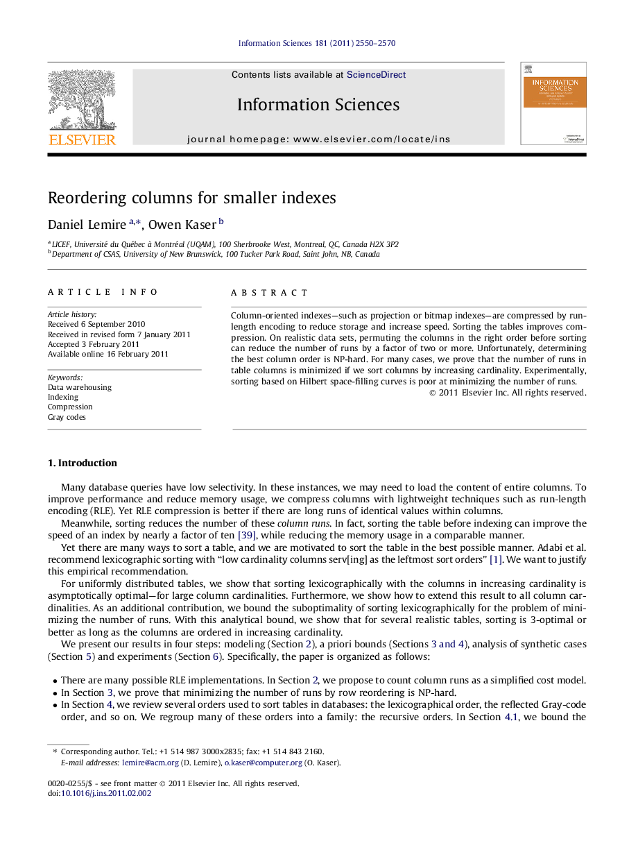 Reordering columns for smaller indexes