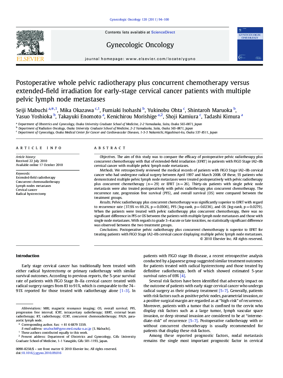 Postoperative whole pelvic radiotherapy plus concurrent chemotherapy versus extended-field irradiation for early-stage cervical cancer patients with multiple pelvic lymph node metastases