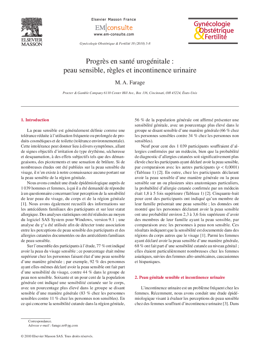عکس صفحه اول مقاله: Progrès en santé urogénitale : peau sensible, règles et incontinence urinaire Progrès en santé urogénitale : peau sensible, règles et incontinence urinaire