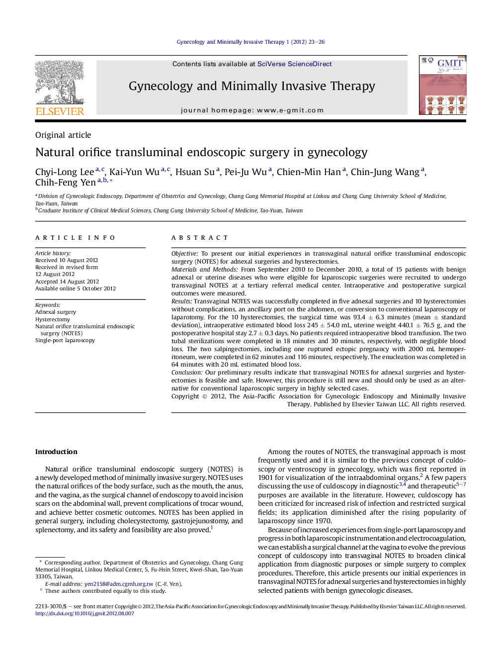 Natural orifice transluminal endoscopic surgery in gynecology