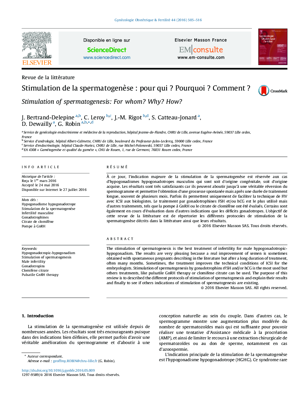 Stimulation de la spermatogenèse : pour qui ? Pourquoi ? Comment ?