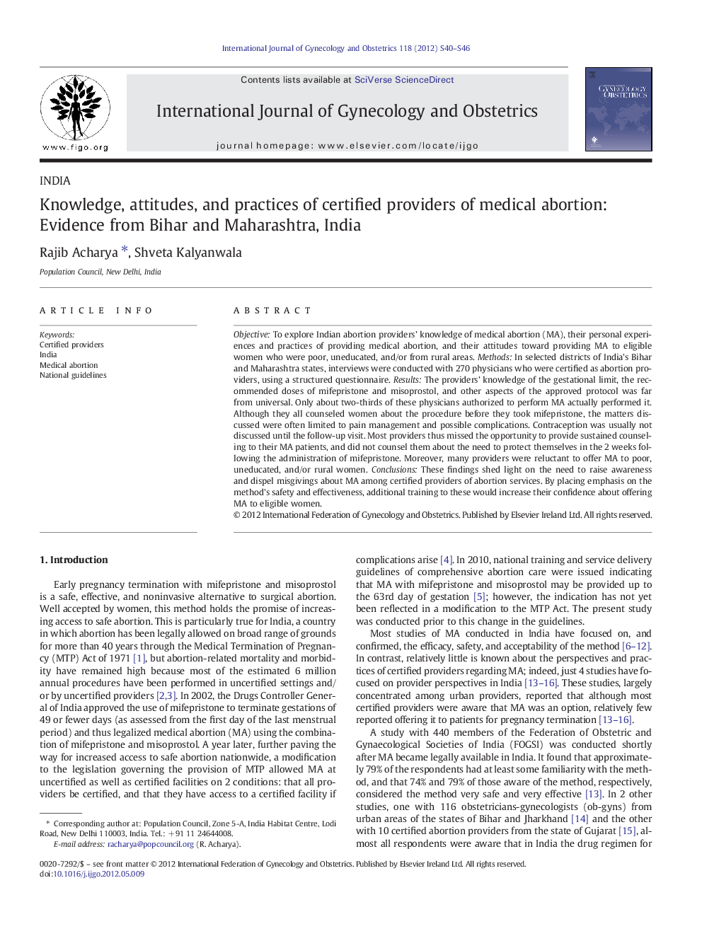 Knowledge, attitudes, and practices of certified providers of medical abortion: Evidence from Bihar and Maharashtra, India