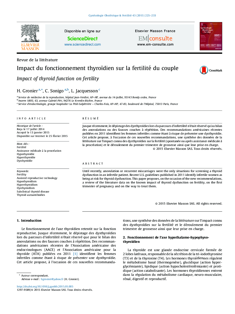 Impact du fonctionnement thyroïdien sur la fertilité du couple