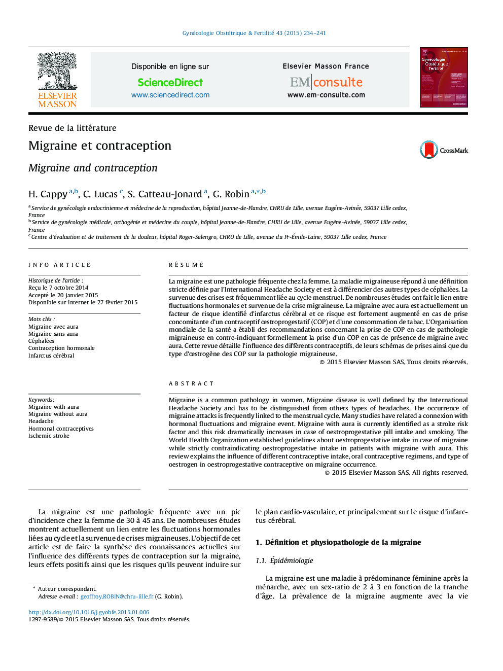 Migraine et contraception