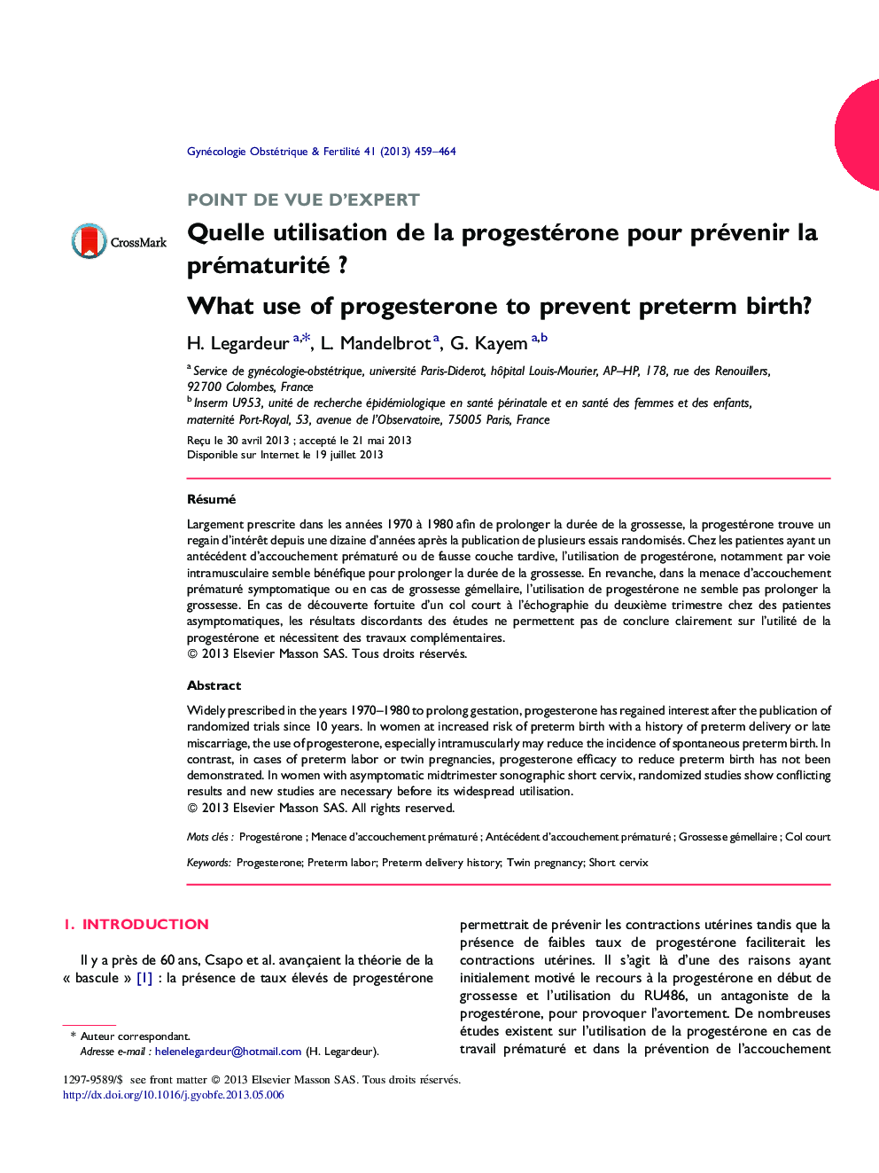 Quelle utilisation de la progestérone pour prévenir la prématurité ?