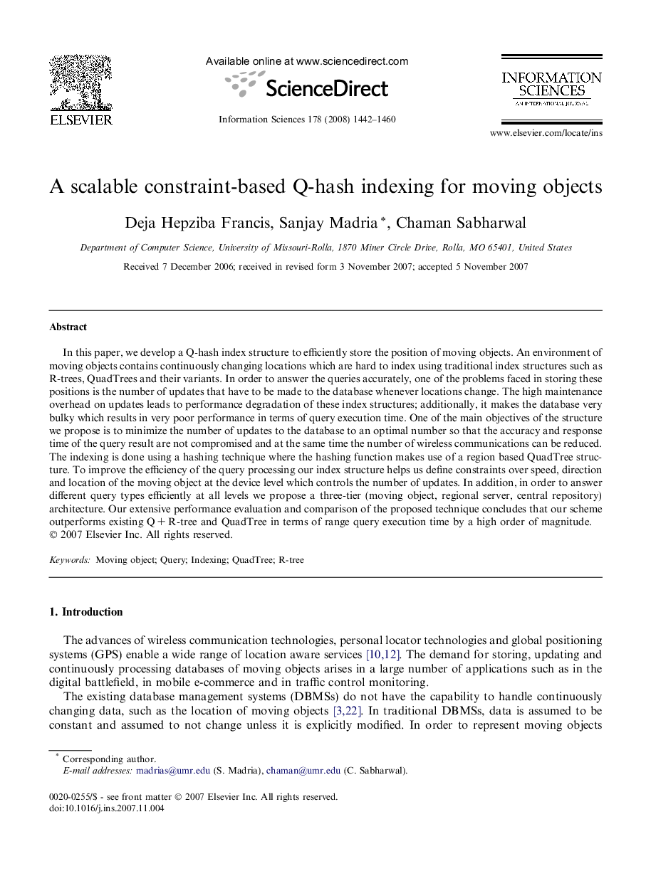 A scalable constraint-based Q-hash indexing for moving objects