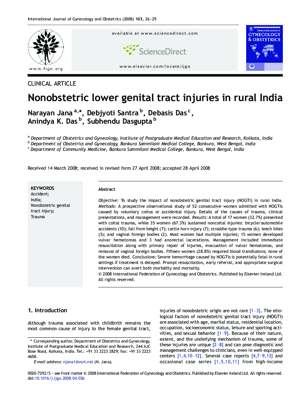 Nonobstetric lower genital tract injuries in rural India