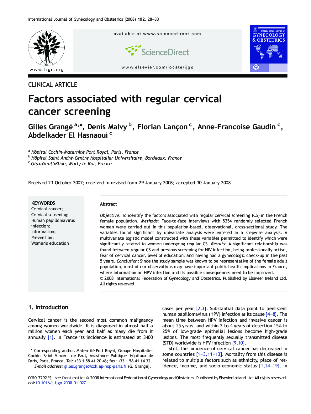 Factors associated with regular cervical cancer screening