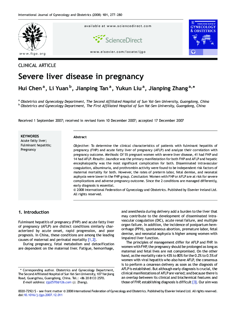 Severe liver disease in pregnancy