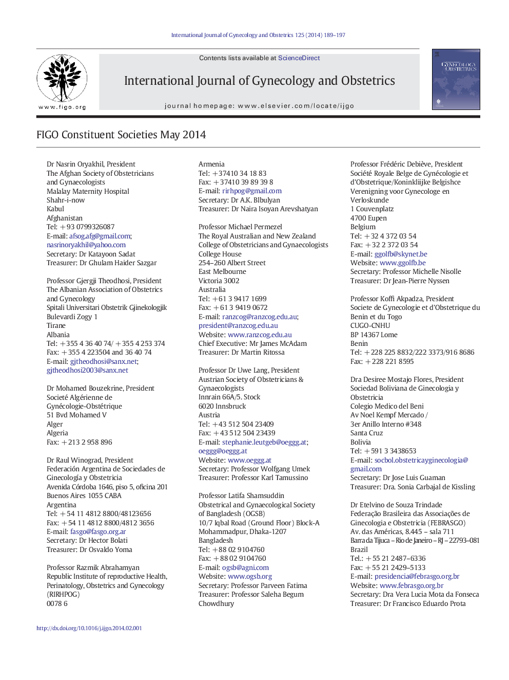FIGO Constituent Societies May 2014